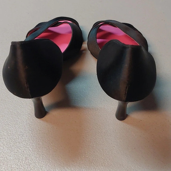 LILLY PULITZER DUCHESS SATIN D’ORSAY PEEP TOE Kitten heels BLACK 7.5 - Picture 3 of 6